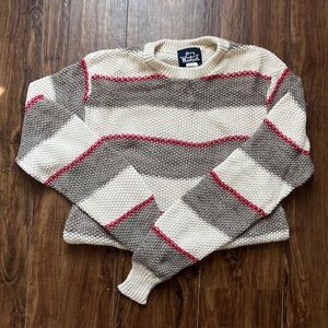 Vintage Woolrich Sweater Made in USA |  Chunky Knit Striped Crewneck